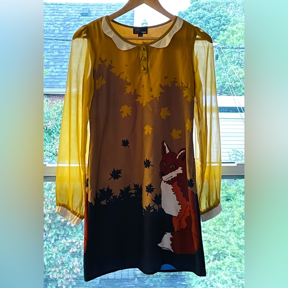 Fox with leaves dress 🦊. Size US 2/4, EU 38. Great condition. Rarely worn. - Picture 2 of 5